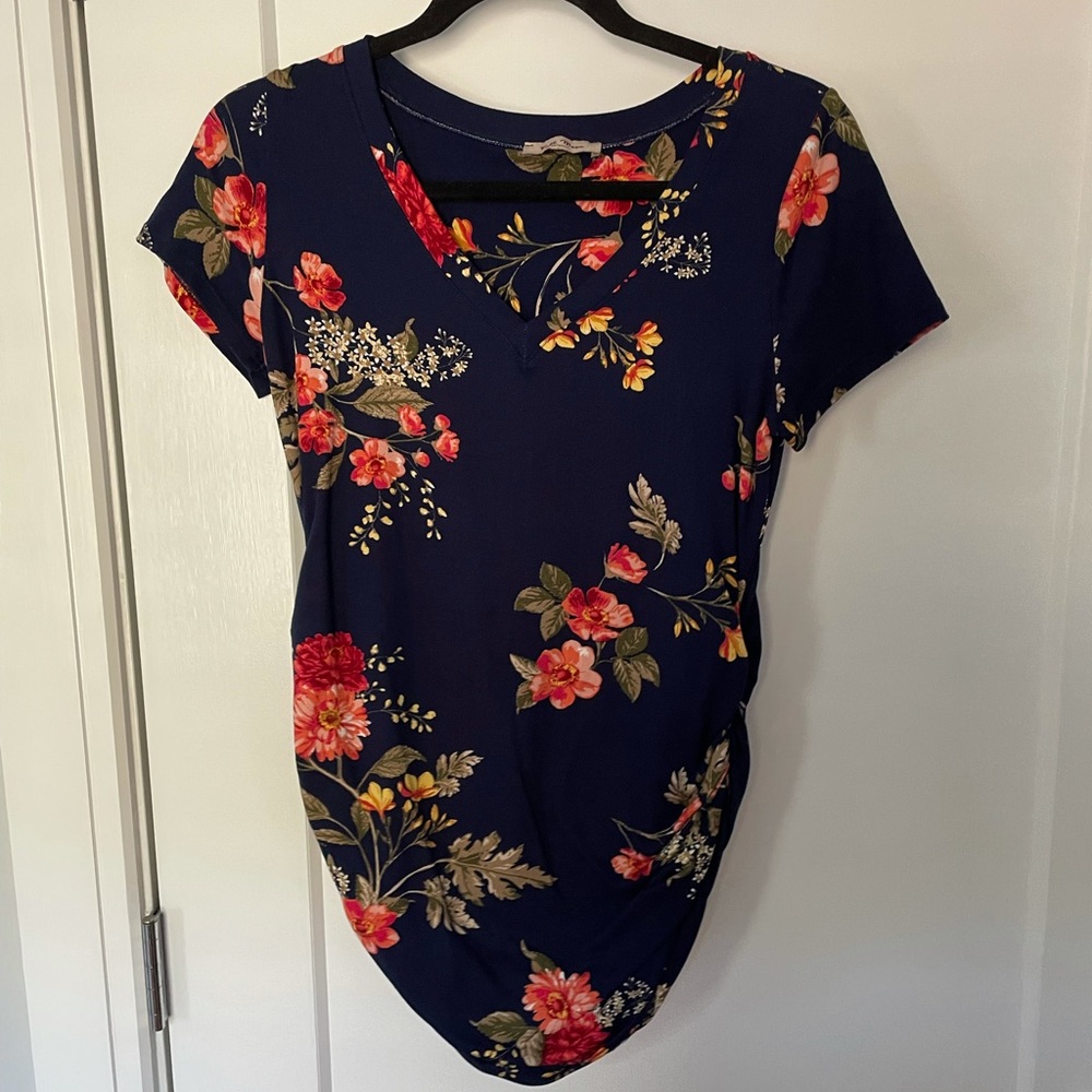 Floral Maternity Short Sleeved Shirt